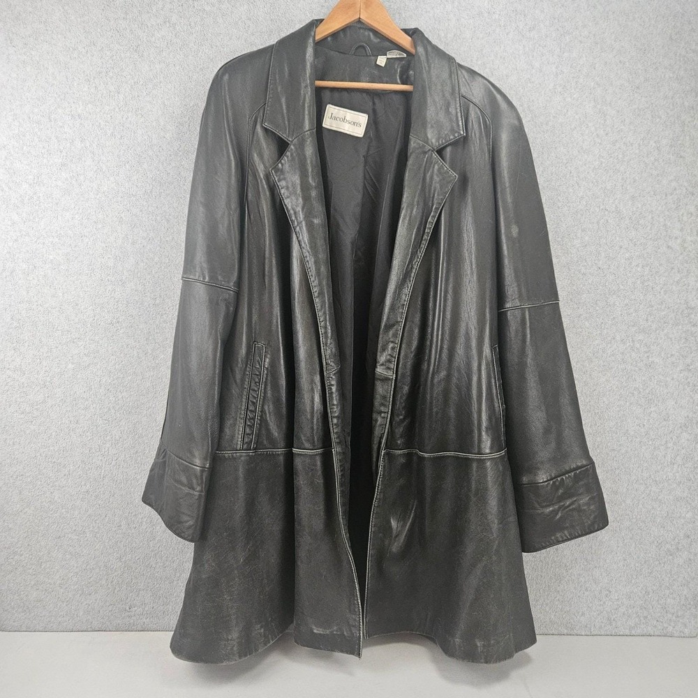 JACOBSON'S | Vintage Black Genuine Leather Car Coat